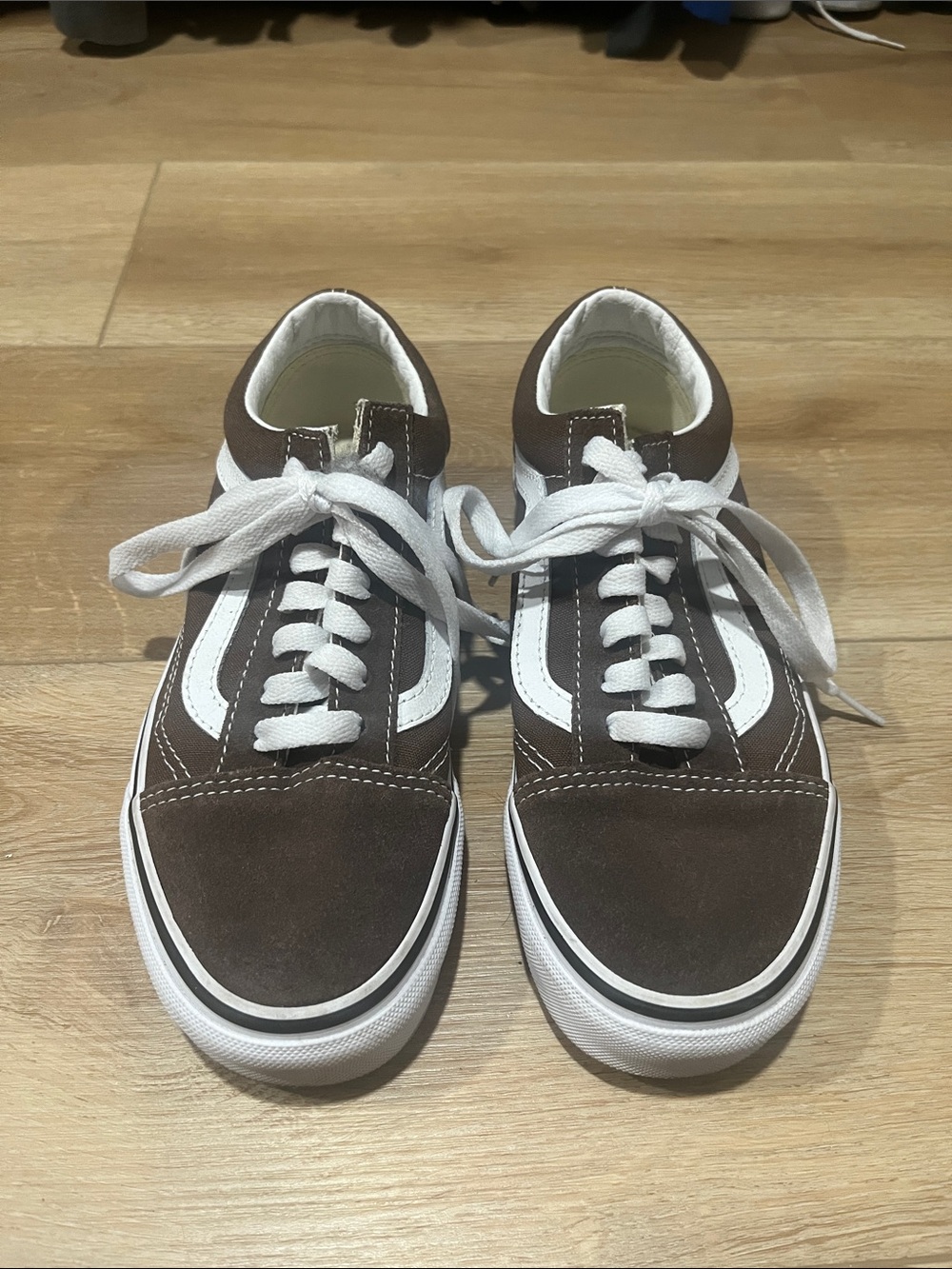 VANS Brown and White Suede, Canvas and Leather Old Skool Sneakers Women’s Size 5